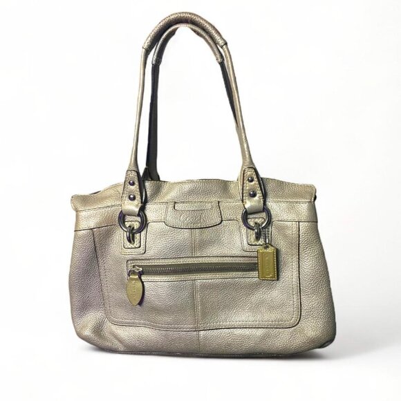 COACH - Penelope No F14686 Pebbled Gold leather handbag Purple Interior - Picture 1 of 5